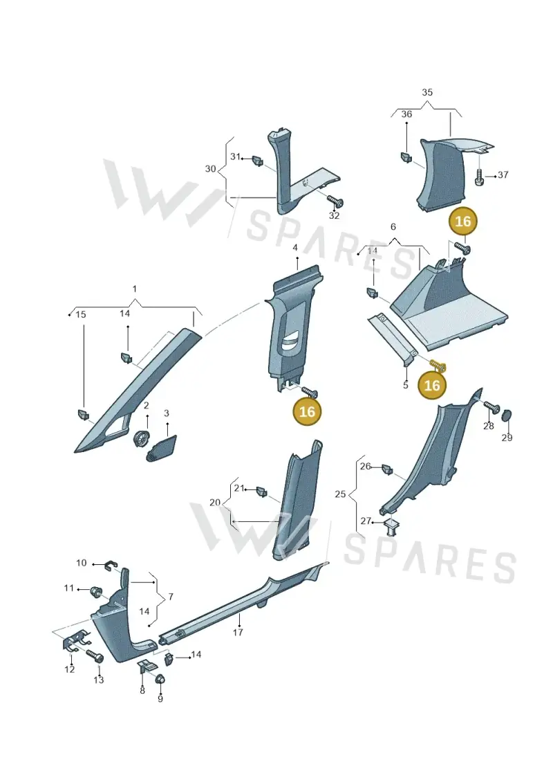 N90807407 — Audi RS3 Sportback (2011-2012) diagram 412867650, position 16