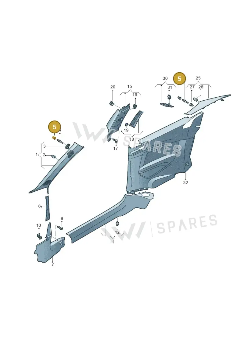 N90825401 — Audi RS5 Sportback (2017-) diagram 897867650, position 5