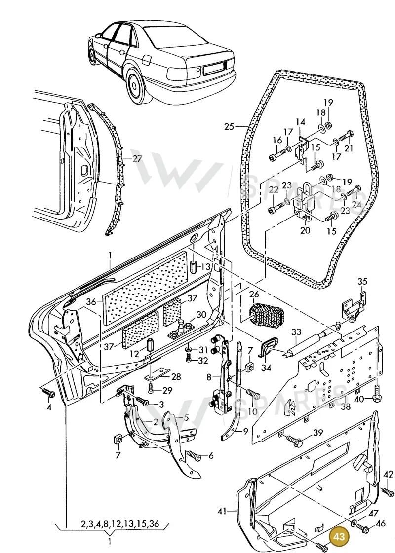 N90940001 — Audi A8 quattro (1999-2002) diagram 255833500, position 43