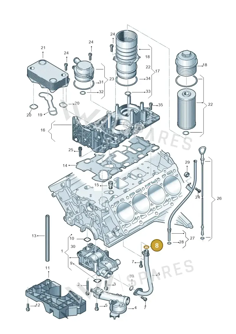 N90956601 — Audi Q7 qu. 3.0 TDI (2009-2015) diagram 291115700, position 8