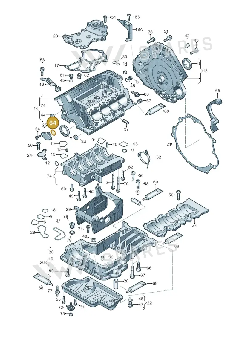 N90956601 — Audi A8L qu. 3.0 TDI (2009-2014) diagram 473103000, position 64