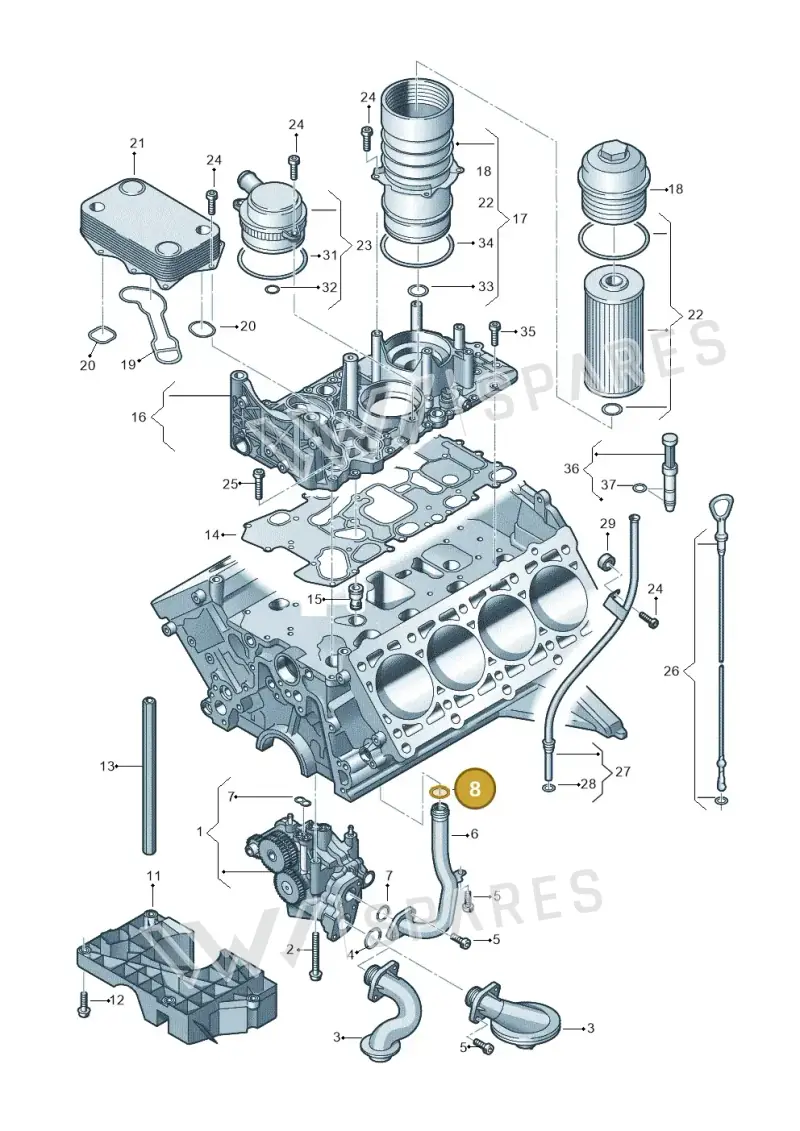 N90956601 — Audi A8L qu. 3.0 TDI (2013-2018) diagram 696115800, position 8