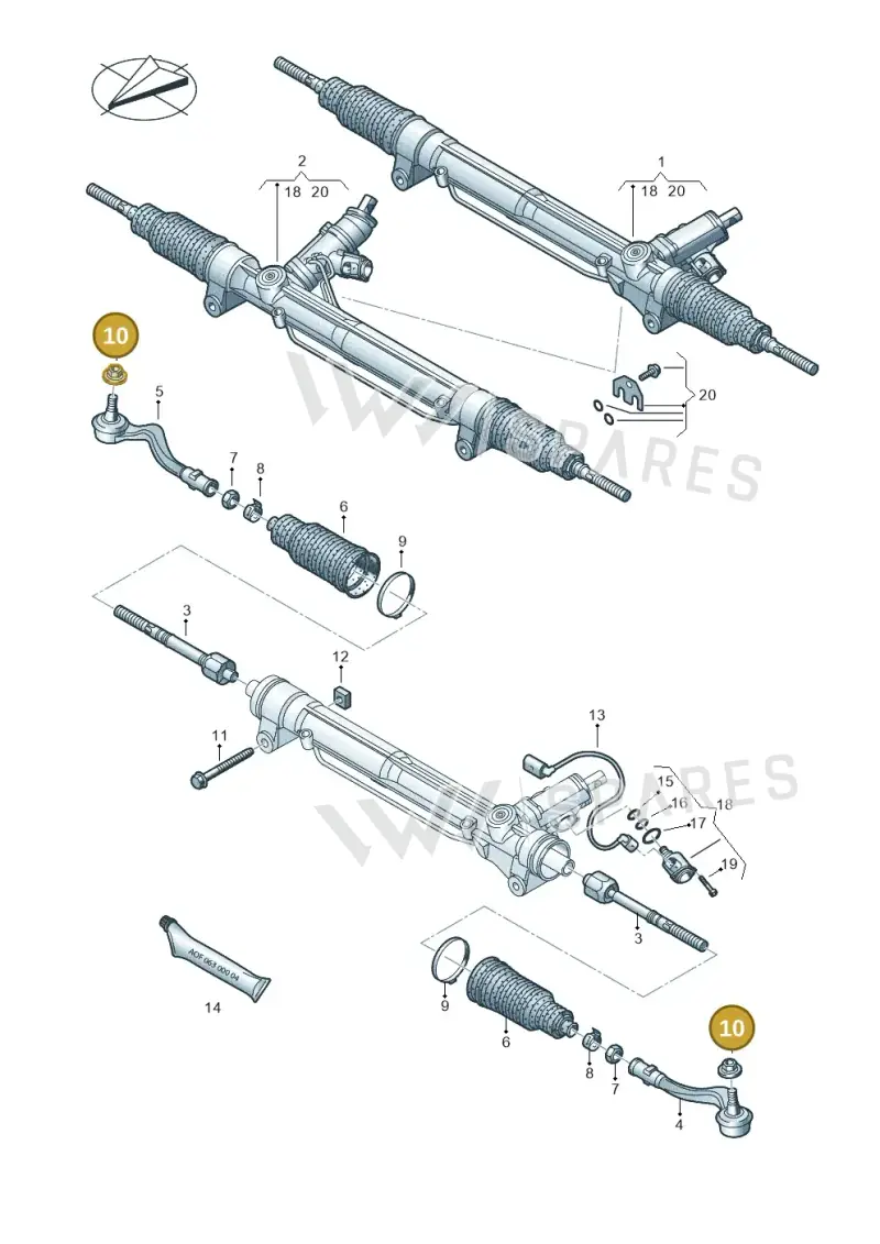 N90965602 — Audi A8L qu. 3.0 TDI (2013-2018) diagram 696422000, position 10