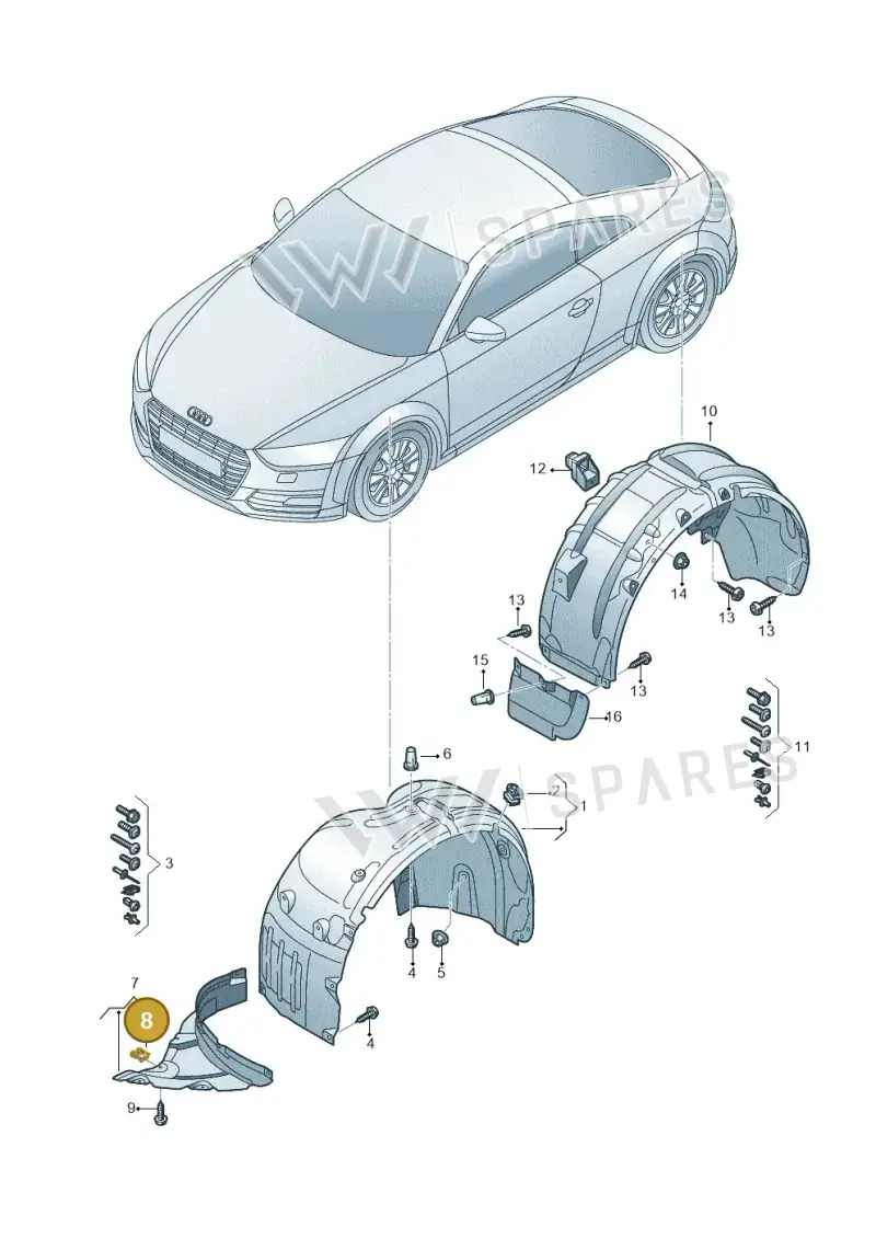 N90970702 — Audi TTS Coupe 2.0 (2014-2023) diagram 850821500, position 8