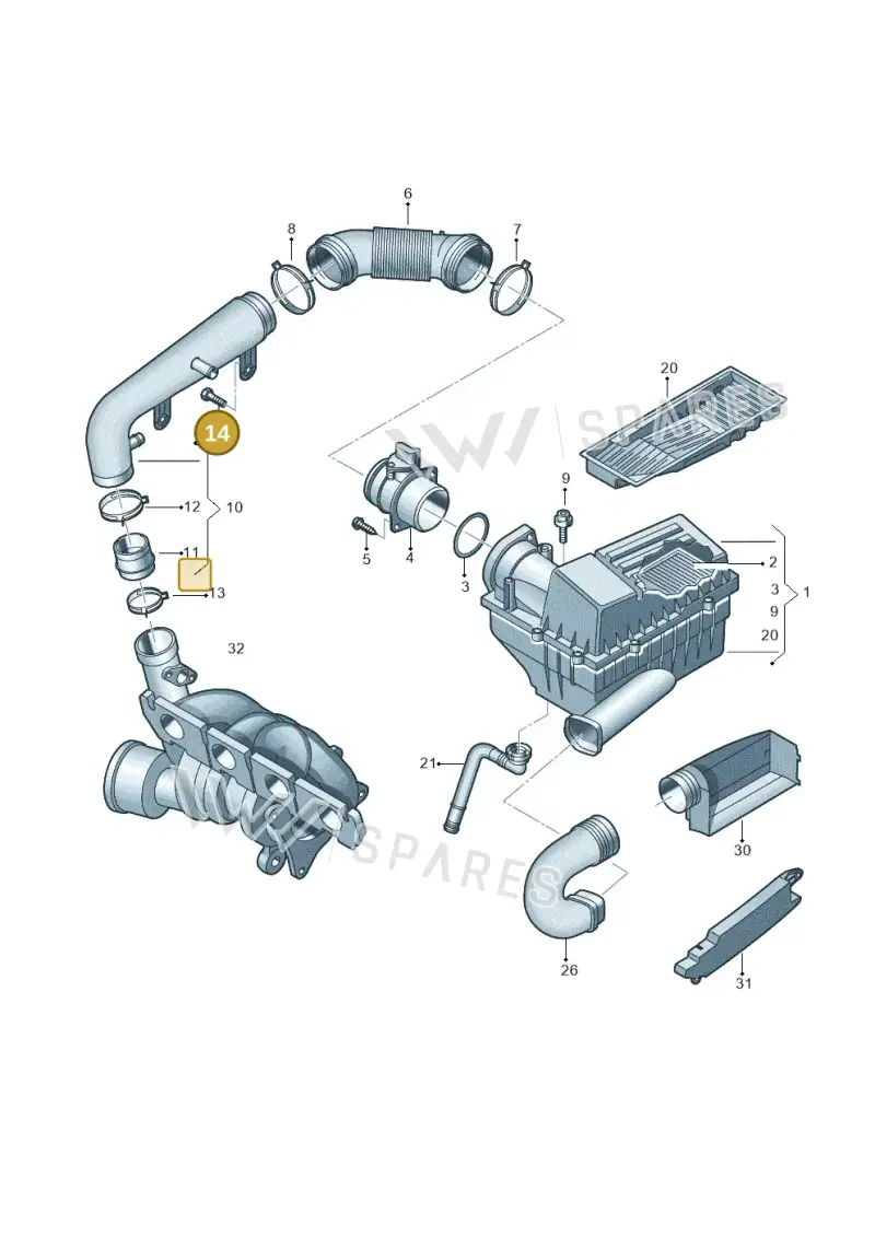 N90993601 — Audi Q3 2.0 TDI (2014-2019) diagram 728133200, position 14