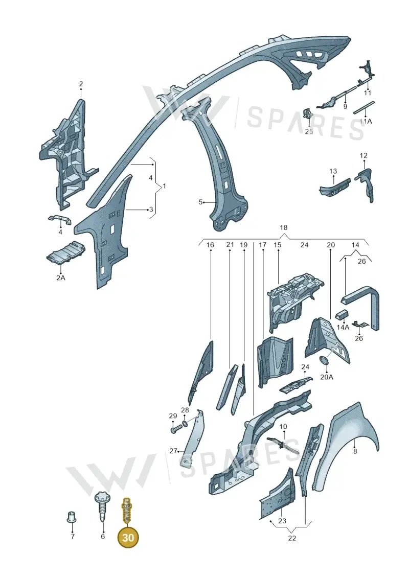 N91001101 — Audi A8L qu. 3.0 TDI (2009-2014) diagram 696809000, position 30