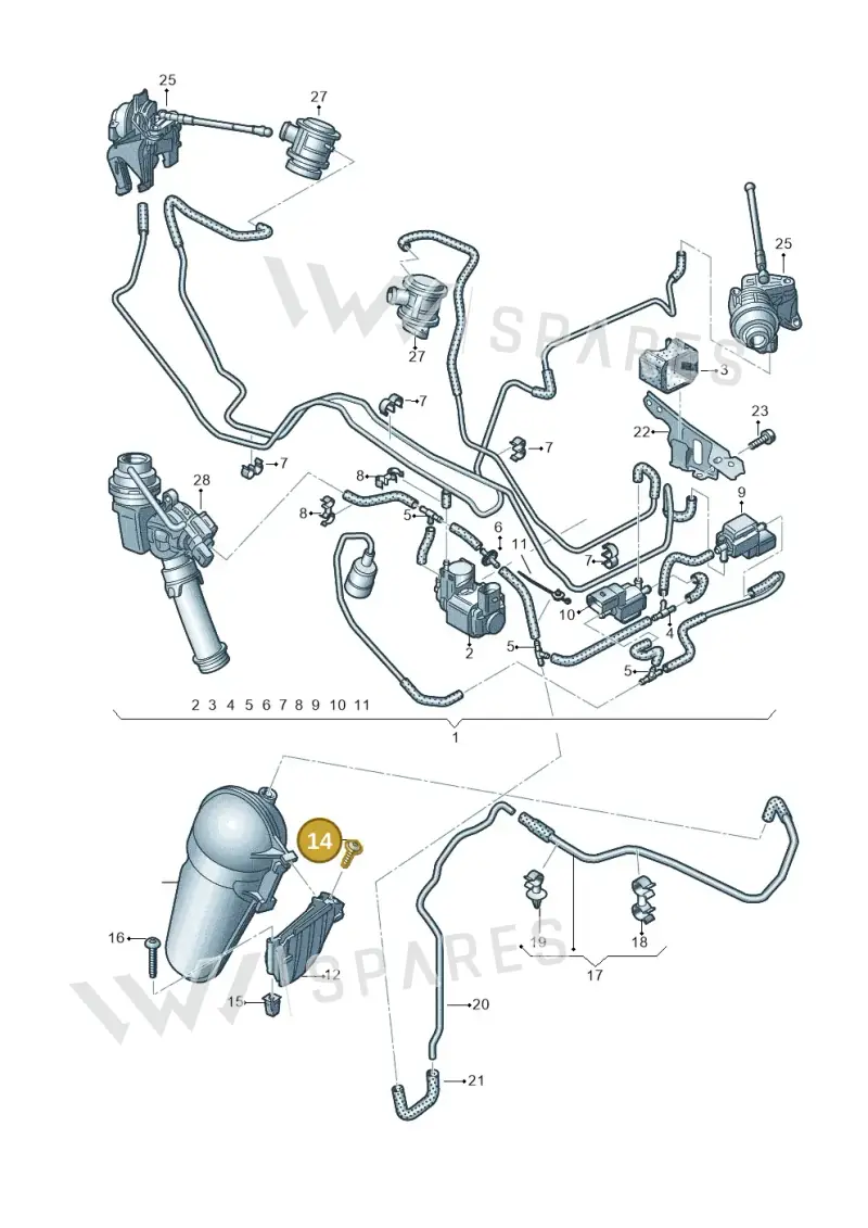 N91032001 — Audi A7 Sportback (2014-2018) diagram 711133330, position 14