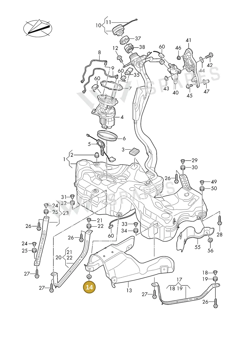 N91068501 — Audi A5 Limo 2.0 (2024-) diagram 8wh201000, position 14