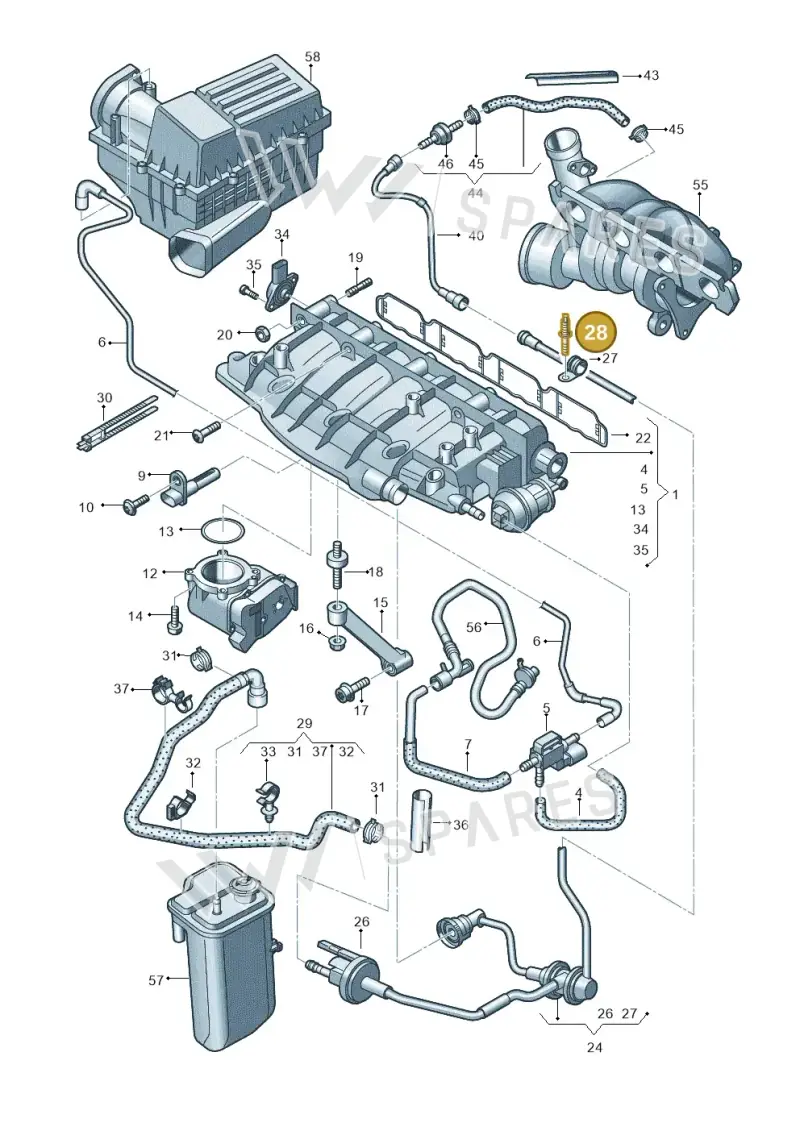 N91100601 — Audi Q3 2.0 TDI (2014-2019) diagram 728133220, position 28