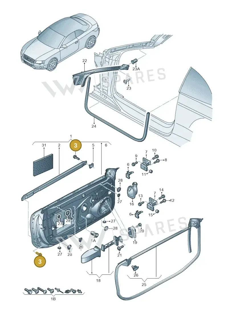 N91194601 — Audi A5 Cabrio 2.0 (2011-2017) diagram 670831100, position 3