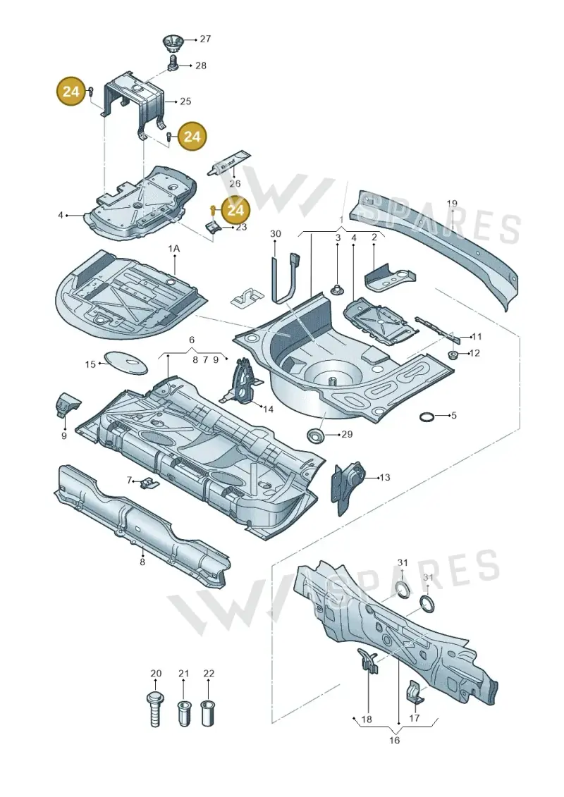 N91194601 — Audi A1 Sportback (2010-2015) diagram 708813000, position 24