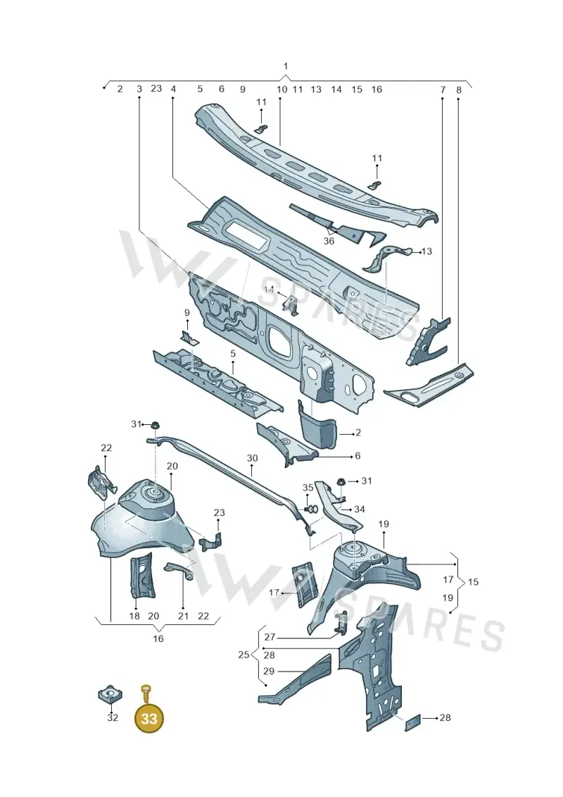 N91221002 — Audi A3 Sportback (2019-2021) diagram 596805500, position 33