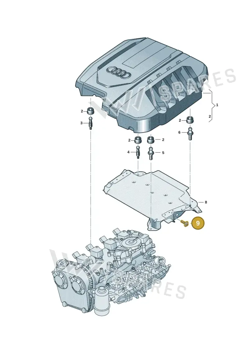 N91261302 — Audi A5 Limo 2.0 (2024-) diagram 8wk103052, position 9