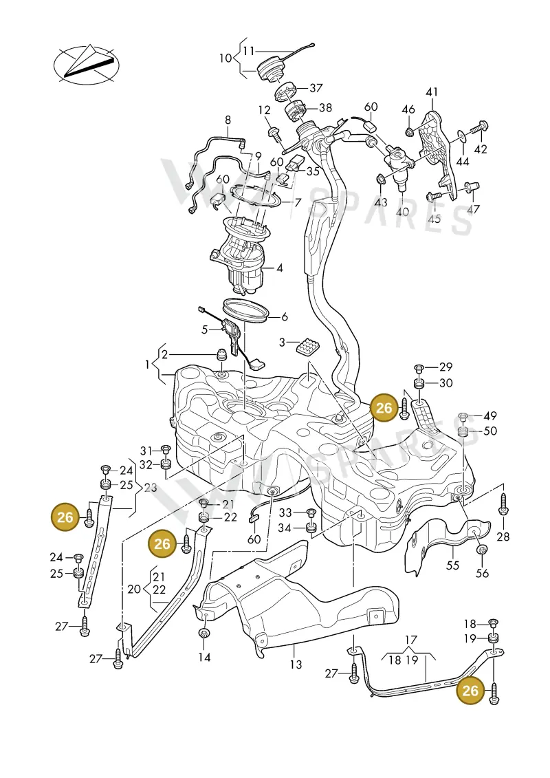 N91264001 — Audi A5 Limo 2.0 (2024-) diagram 8wh201000, position 26
