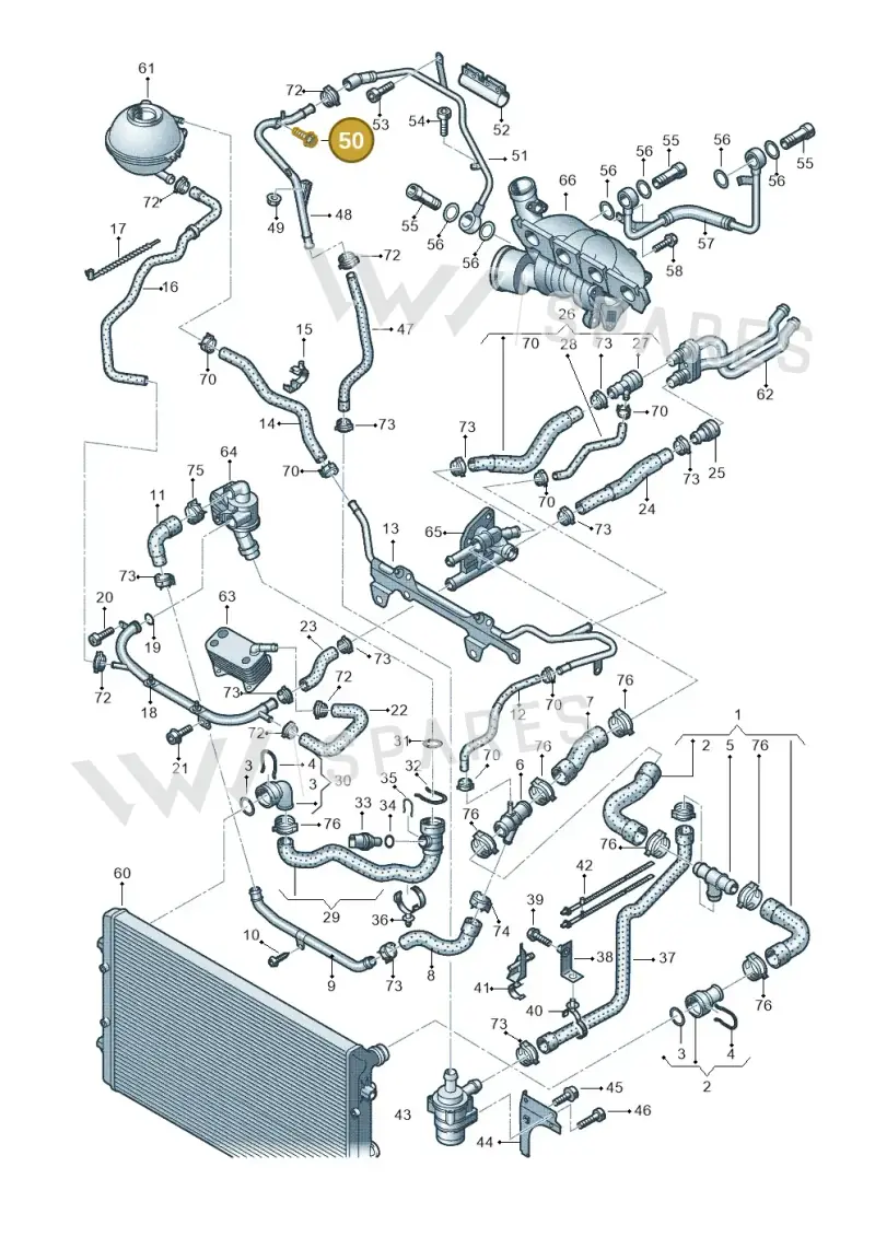 WHT000700 — Audi A3 Sportback (2008-2013) diagram 412121660, position 50