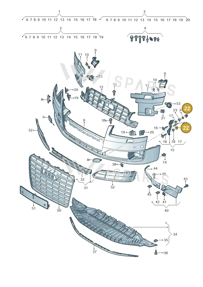 WHT001002 — Audi A8L qu. 3.0 TDI (2013-2018) diagram 771807100, position 22