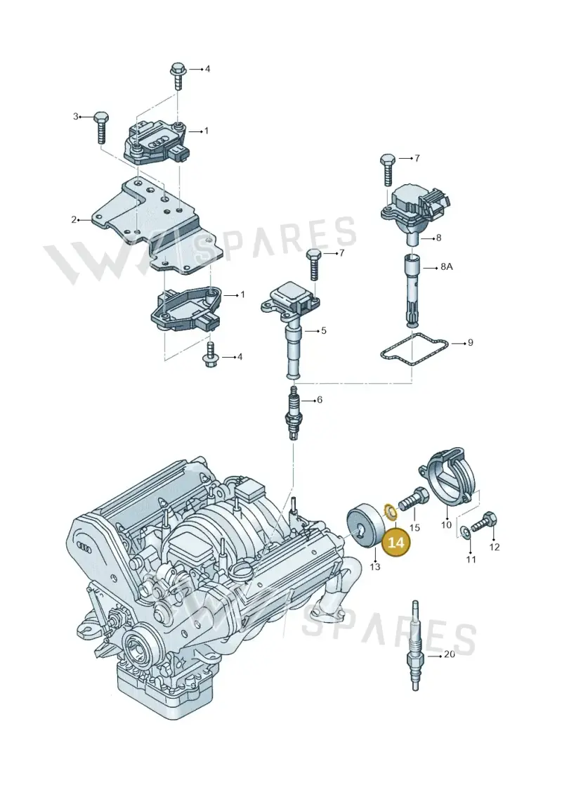 WHT001323 — Audi RS6 qu. (2003-2004) diagram 153905350, position 14
