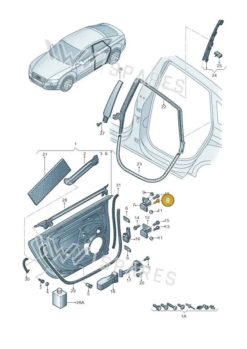 WHT001429A — Audi A7 Sportback (2014-2018) diagram 711833100, position 8