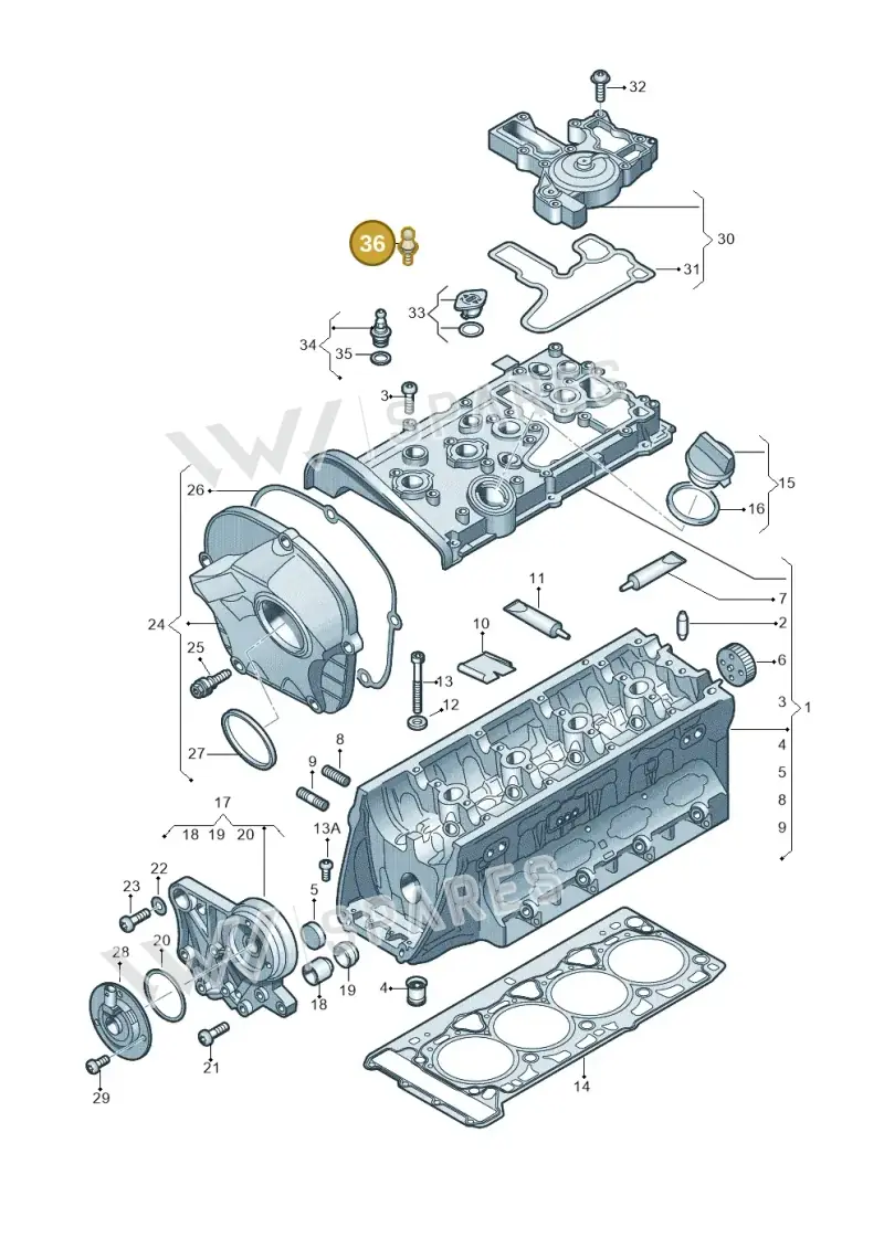 WHT002511 — Audi Q3 2.0 TDI (2014-2019) diagram 634103500, position 36