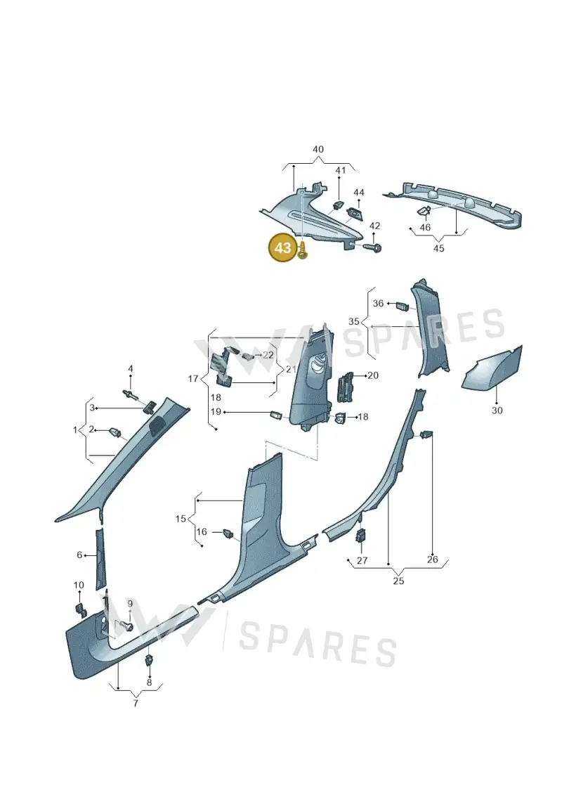WHT002612 — Audi RS6 Avant (2019-) diagram 537867650, position 43