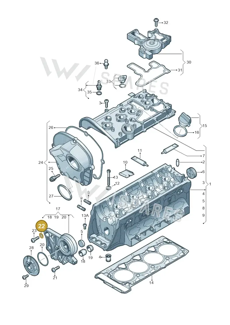 WHT003336 — Audi Q3 1.4 (2012-2016) diagram 634103500, position 22