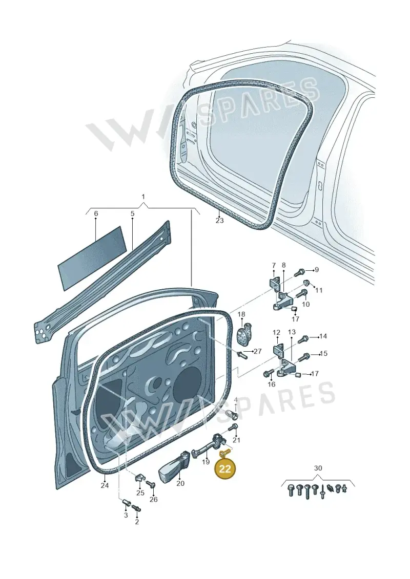 WHT003497 — Audi A3 Sportback (2019-2021) diagram 596831010, position 22