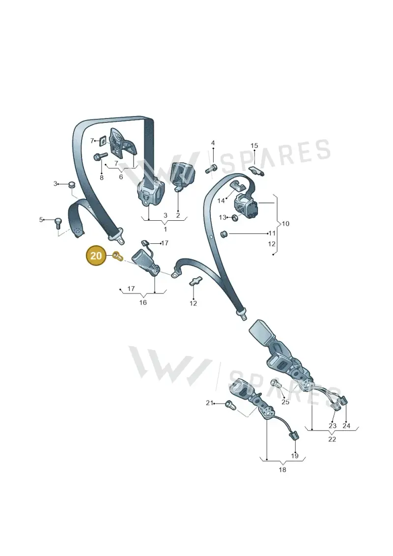 WHT003683 — Audi A1 Sportback (2014-2018) diagram 708857700, position 20