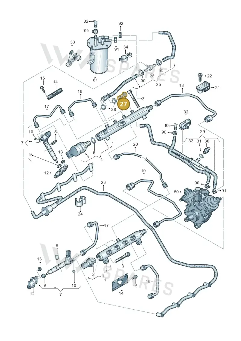 WHT005251A — Audi A8L qu. 3.0 TDI (2009-2014) diagram 693130620, position 27