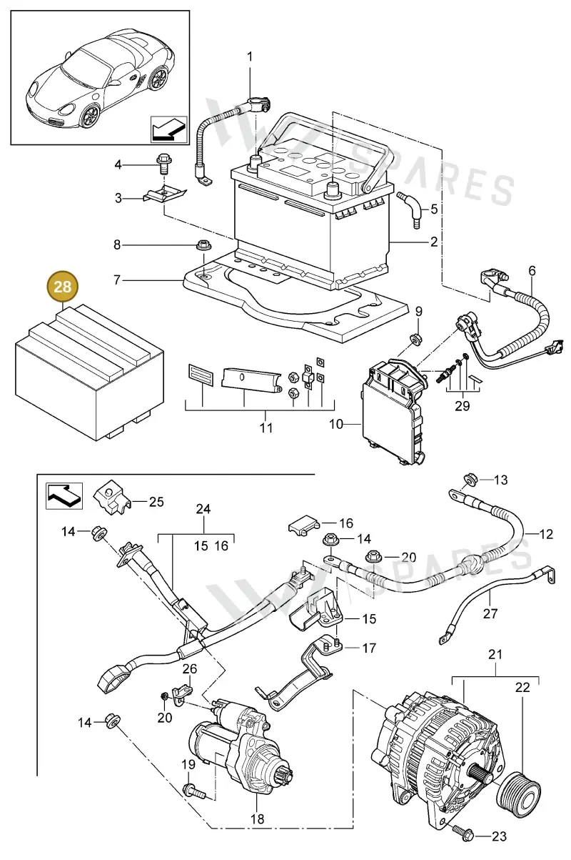 000998020 — Porsche Boxster S (2008-2012) diagram p33902005, position 28