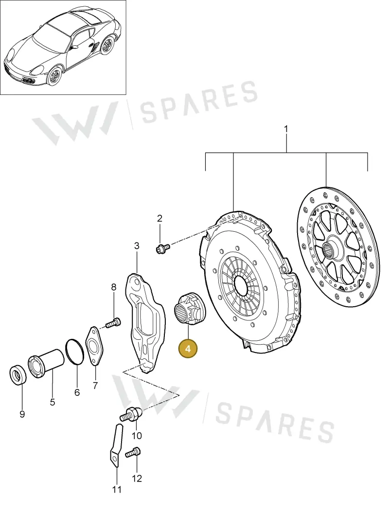 012141165E — Porsche Cayman (2008-2012) diagram p34301000, position 4
