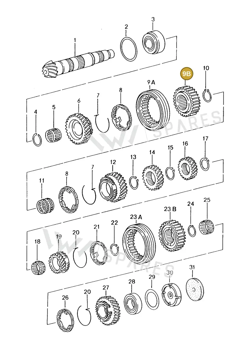 012311243A — Porsche Boxster S (1996-2004) diagram p20303005, position 9B