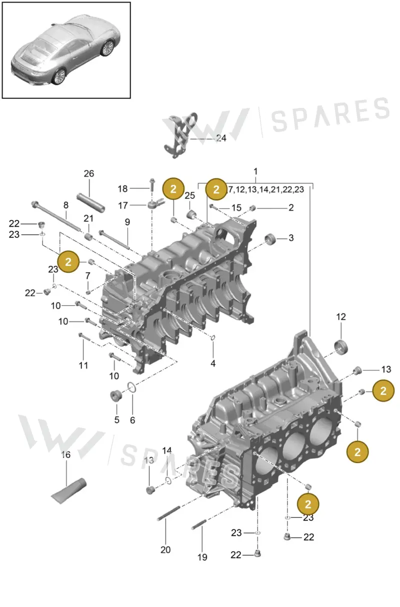 014301153B — Porsche 911 (2016-2019) diagram p47101005, position 2