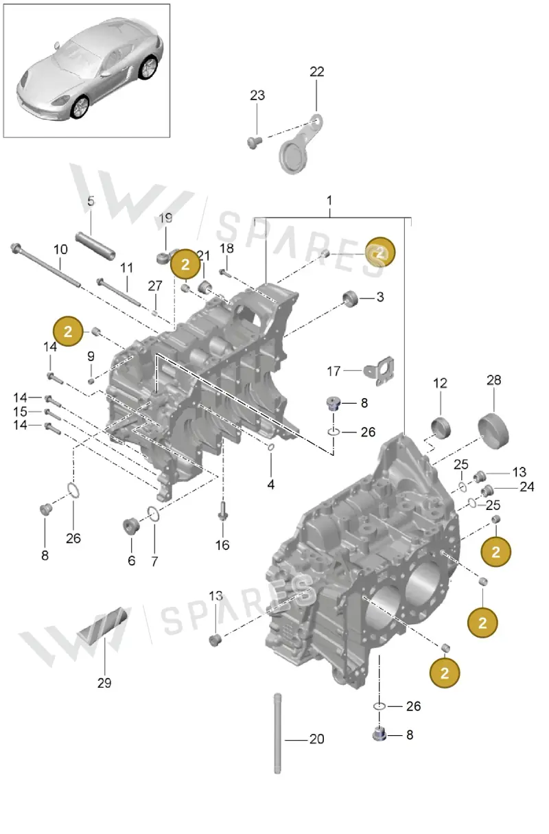 014301153B — Porsche Cayman (2016-2019) diagram p50101005, position 2