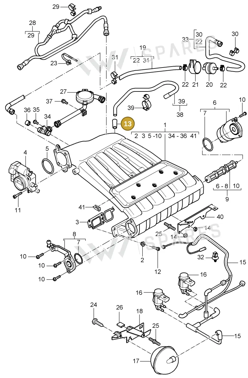 034133335D — Porsche Cayenne (2002-2006) diagram p24107002, position 13