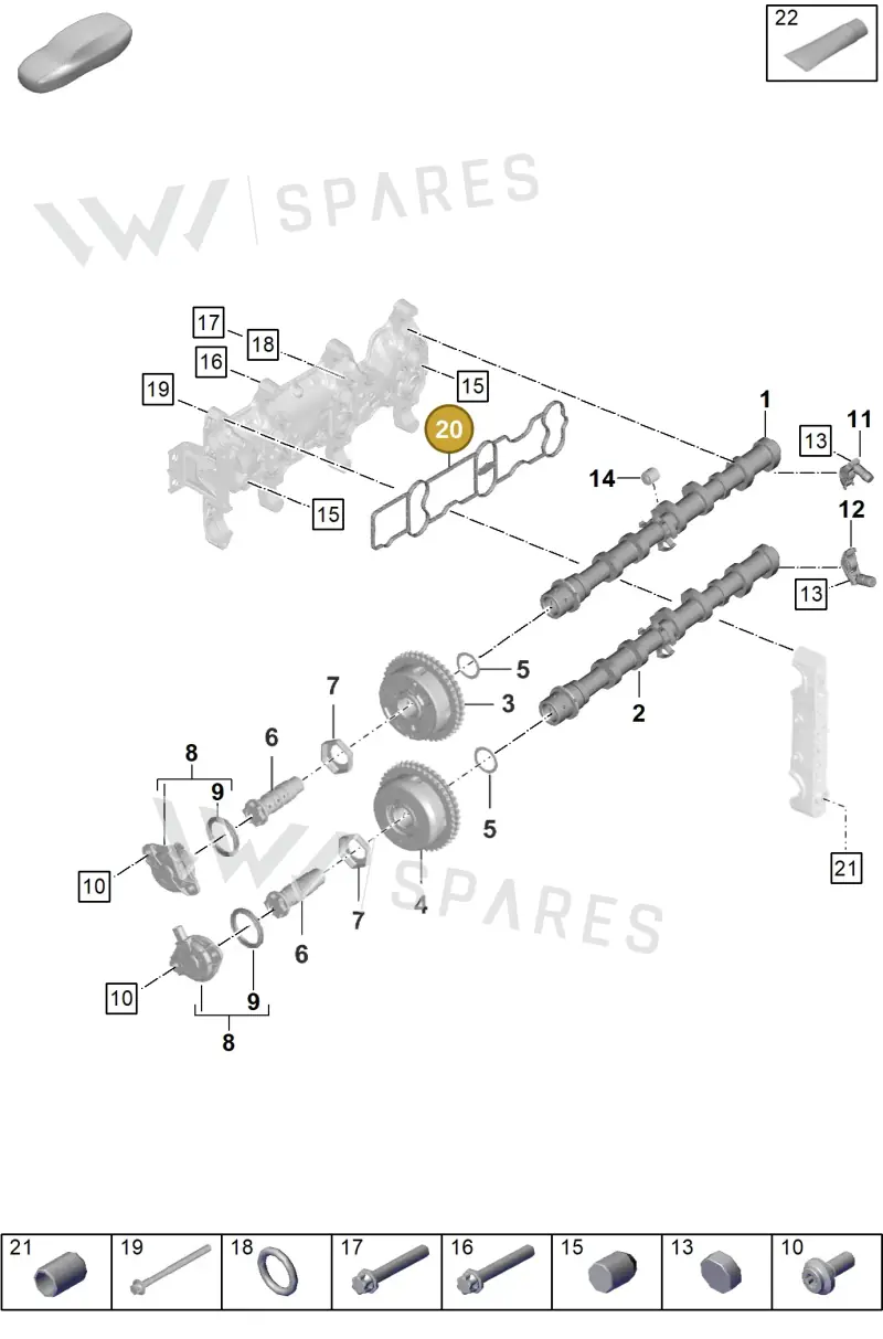 0PB103484 — Porsche Boxster Spyder (2019-2020) diagram p54103100, position 20