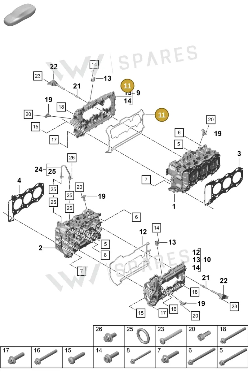 0PB103649A — Porsche Boxster Spyder (2019-2020) diagram p55103000, position 11