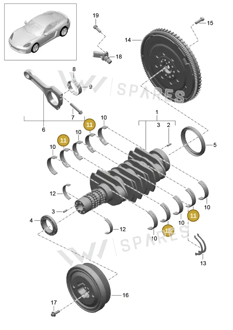 0PB105561P — Porsche Cayman (2016-2019) diagram p50102000, position 11