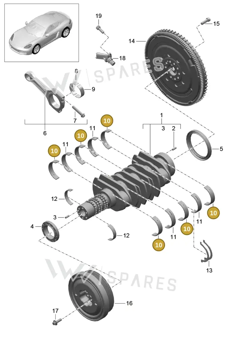 0PB105591Q — Porsche Cayman (2016-2019) diagram p50102000, position 10