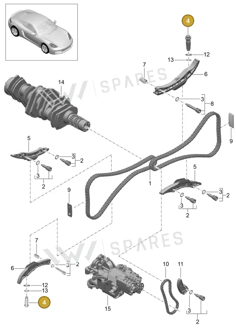 0PB109507 — Porsche Cayman (2016-) diagram p50103015, position 4