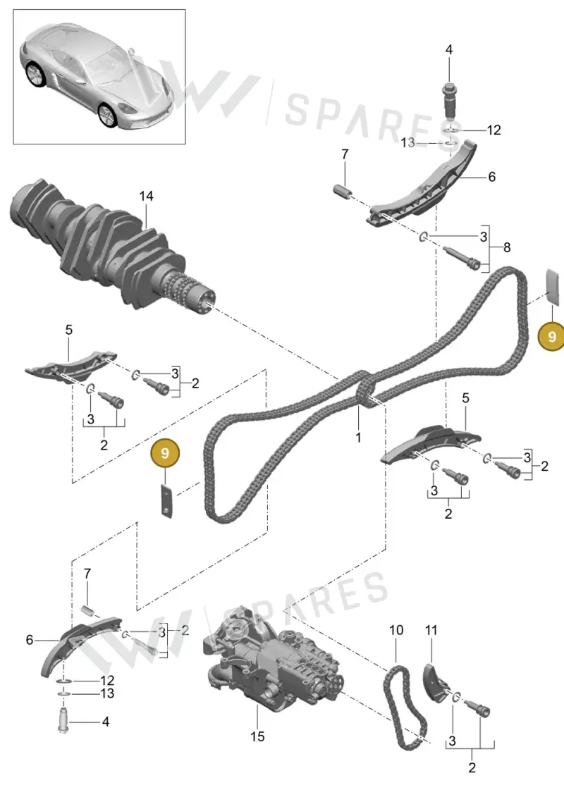 0PB109514 — Porsche Cayman (2016-) diagram p50103015, position 9