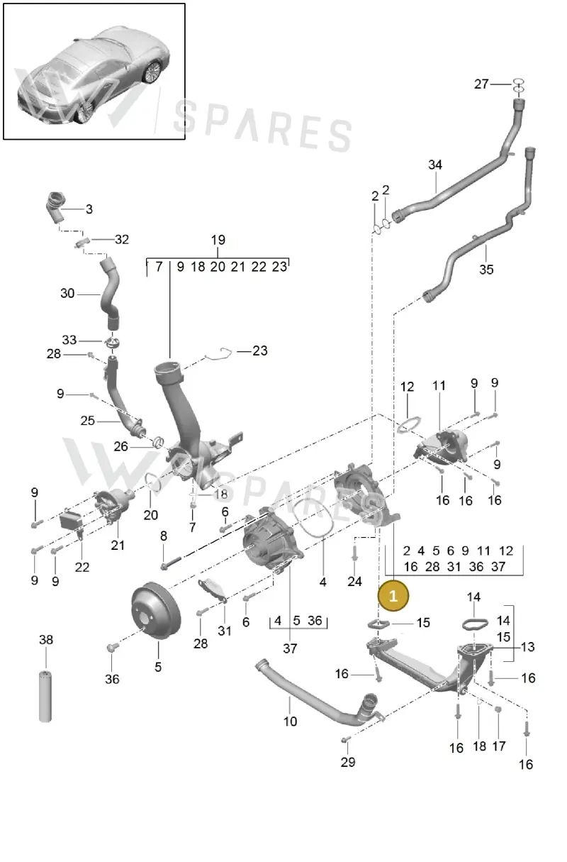 0PB121010A — Porsche 991 II Carrera 4 (2016-2019) diagram p47105000, position 1