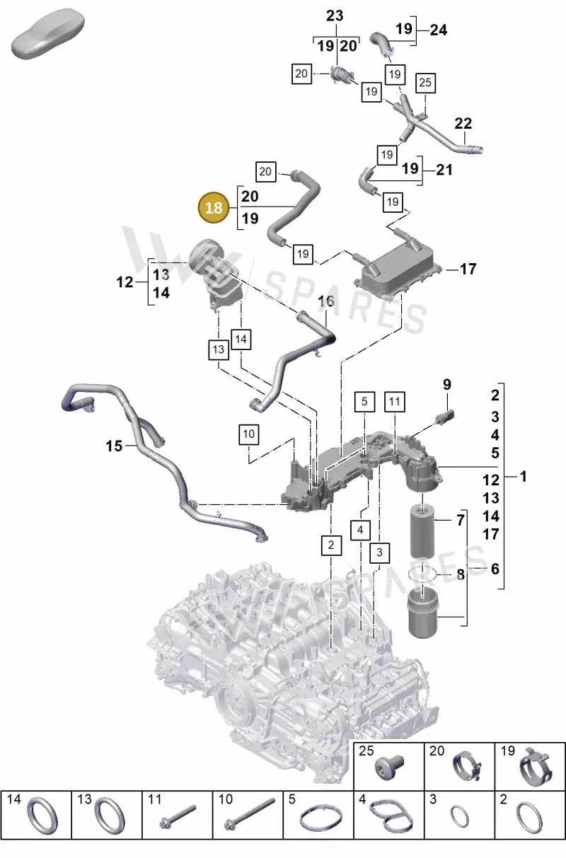 0PB121051A — Porsche Boxster Spyder (2019-) diagram p55104110, position 18