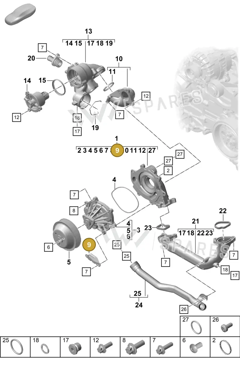 0PB121079 — Porsche Boxster Spyder (2019-) diagram p55105000, position 9