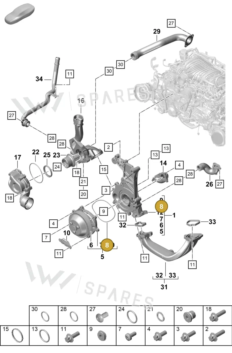 0PB121091A — Porsche Boxster Spyder (2019-2020) diagram p55105005, position 8