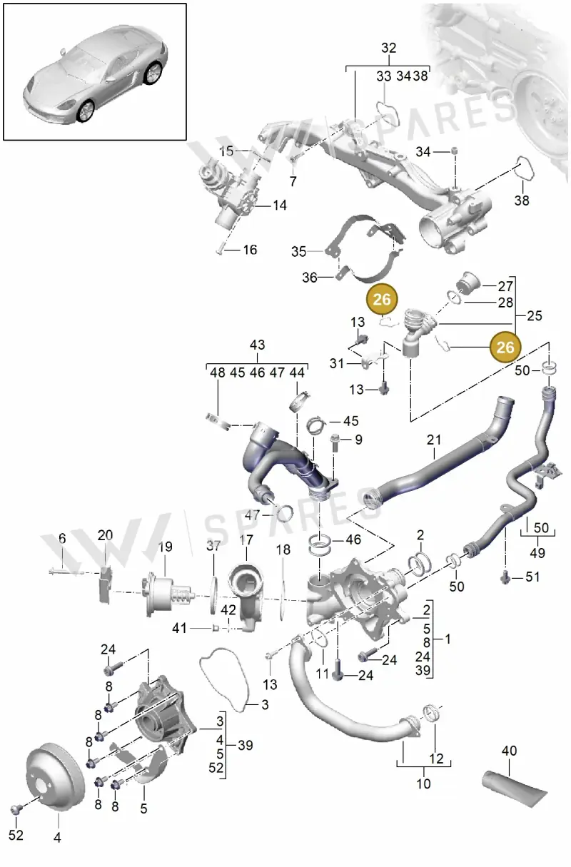 0PB121097 — Porsche Cayman (2016-2019) diagram p50105000, position 26