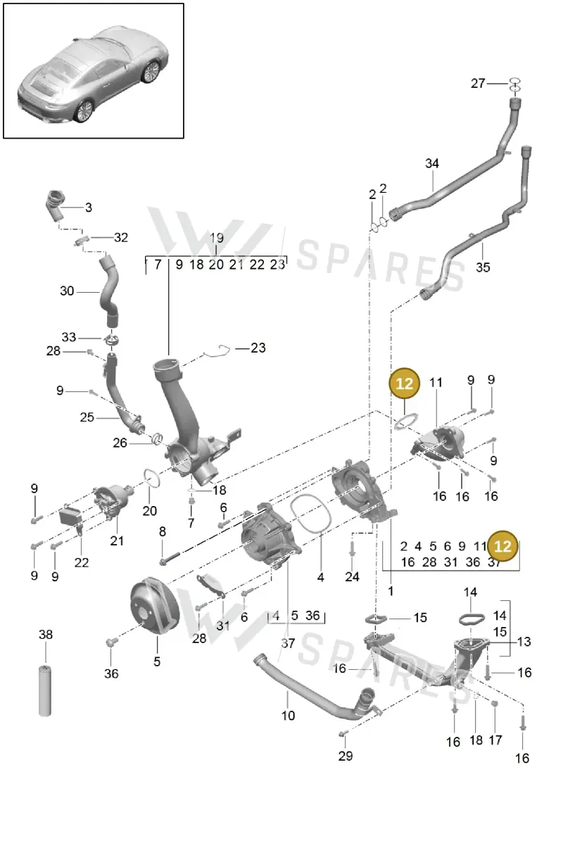 0PB121437 — Porsche 911 (2016-2019) diagram p47105000, position 12