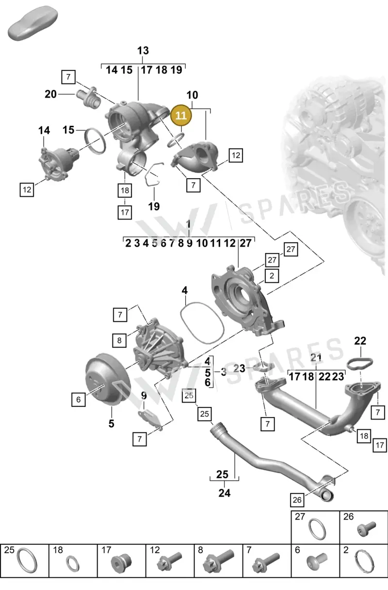0PB121437 — Porsche Boxster Spyder (2019-2020) diagram p55105000, position 2+11+15