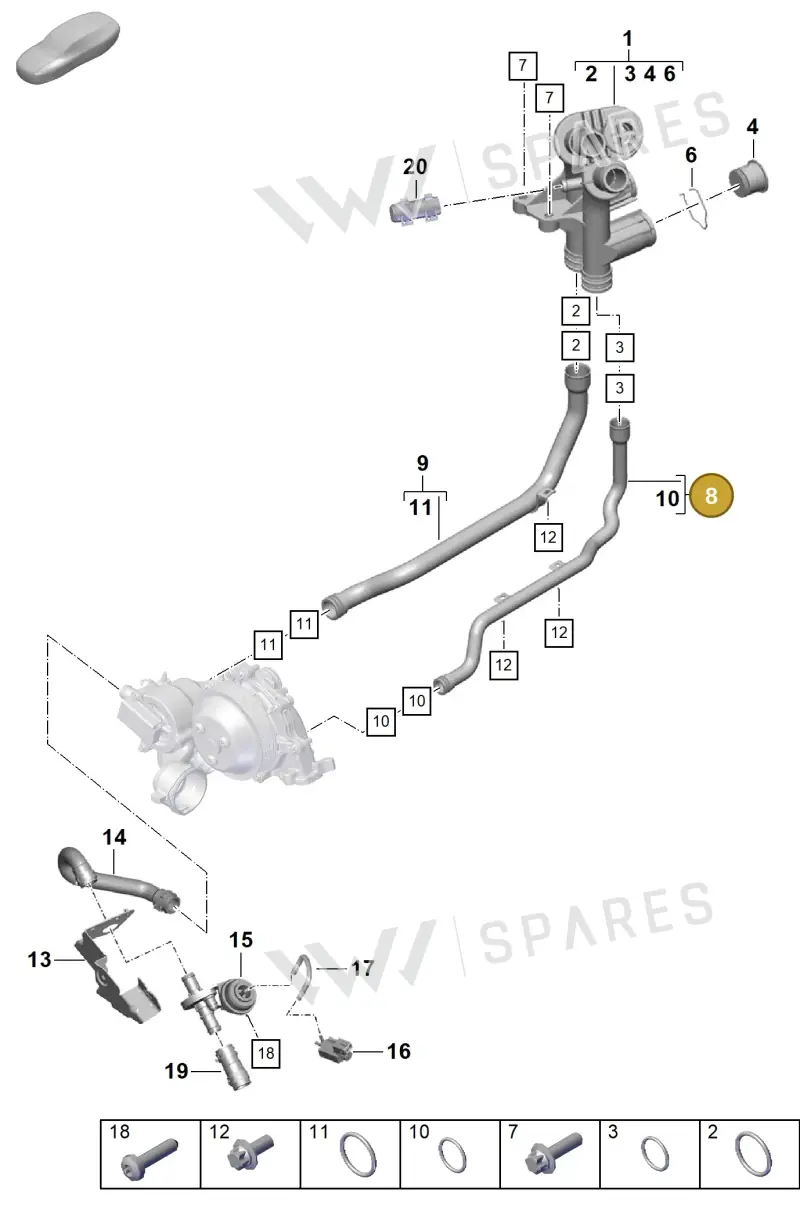 0PB121497A — Porsche Boxster Spyder (2019-2020) diagram p55105060, position 8