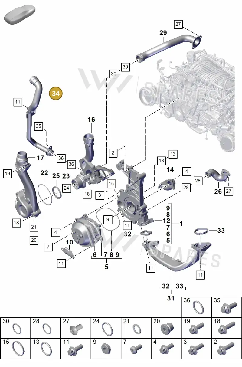 0PB121507A — Porsche 911 (2021-2022) diagram p59105000, position 34