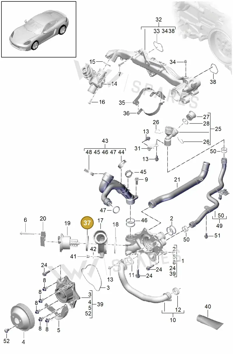 0PB121688 — Porsche Cayman (2016-2019) diagram p50105000, position 37